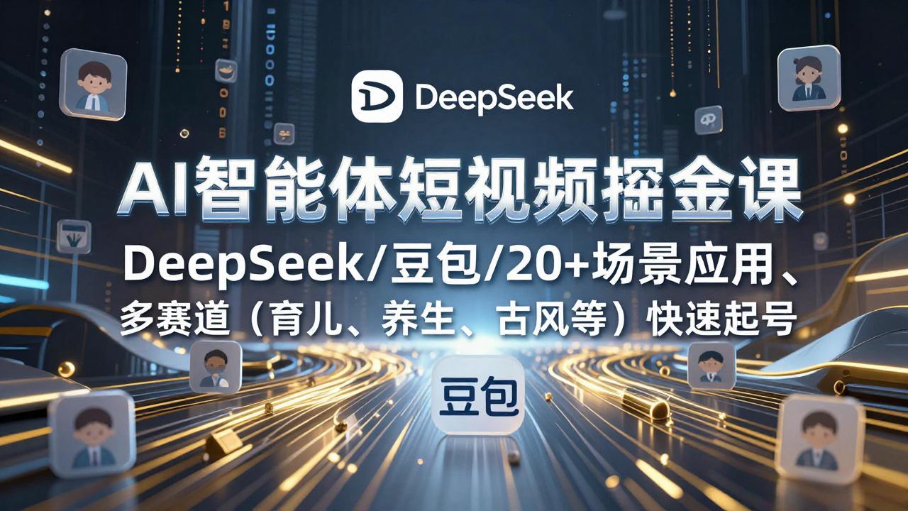 AI智能体短视频掘金课，DeepSeek/豆包/20+场景应用、多赛道(育儿、养生、古风等-蜗牛学社