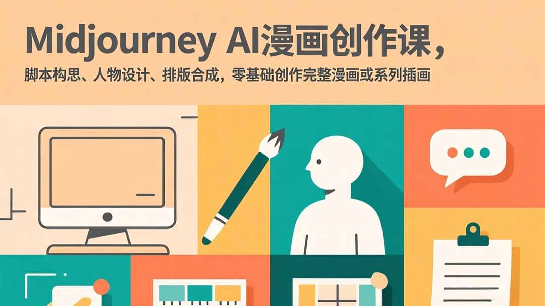 Midjourney AI漫画创作课,脚本构思、人物设计、排版合成,零基础创作完整漫画或系列插画-蜗牛学社