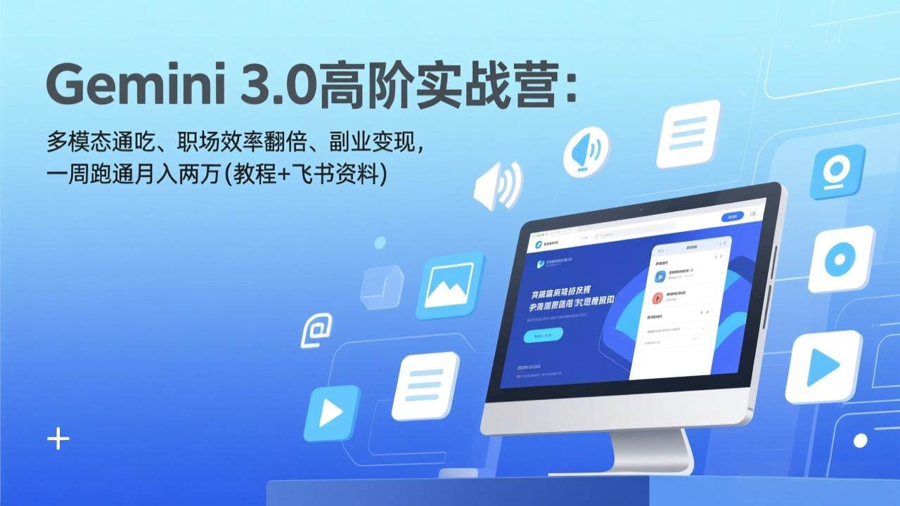 Gemini 3.0高阶实战营：多模态通吃、职场效率翻倍、副业变现，一周跑通月入两万(教程+飞书资料-蜗牛学社