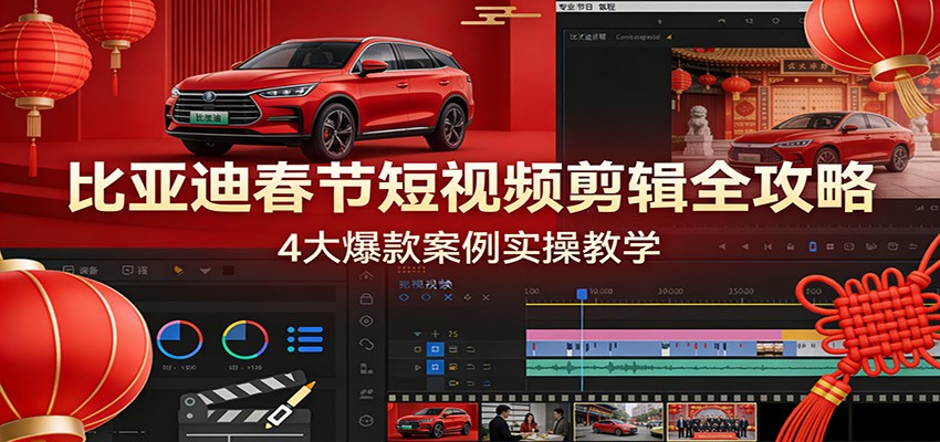 比亚迪春节短视频剪辑全攻略,4大爆款案例实操教学-蜗牛学社