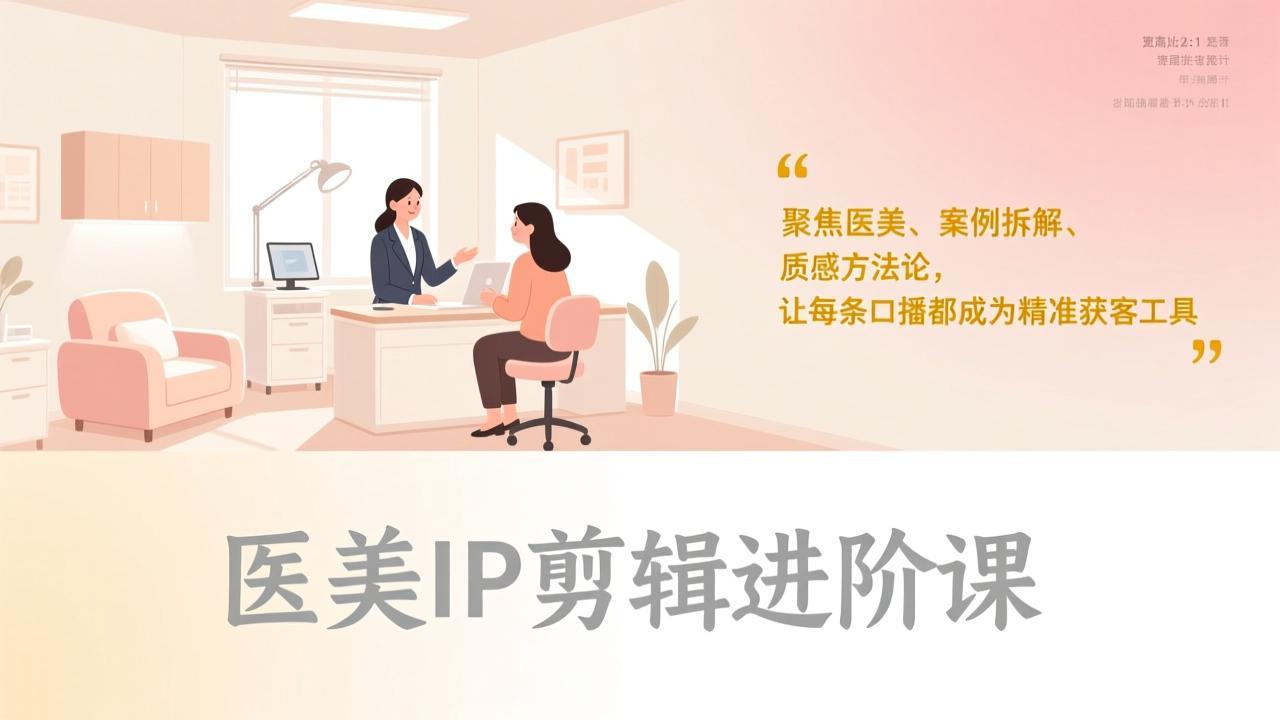 医美IP剪辑进阶课，聚焦医美、案例拆解、质感方法论，让每条口播都成为精准获客工具-蜗牛学社