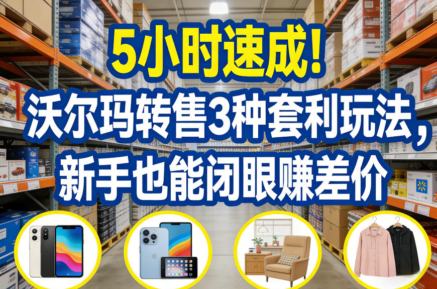 5小时速成！沃尔玛转售3种套利玩法，新手也能闭眼賺差价-蜗牛学社