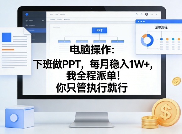 电脑操作:下班做PPT,每月稳入1W+,我全程派单!你只管执行就行【揭秘】-蜗牛学社