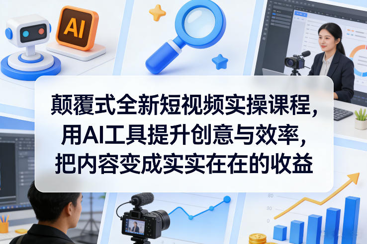 颠覆式全新短视频实操课程，用AI工具提升创意与效率，把内容变成实实在在的收益-蜗牛学社