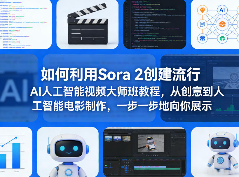 如何利用Sora 2创建流行AI人工智能视频大师班教程，从创意到人工智能电影制作，一步一步地向你展示-蜗牛学社