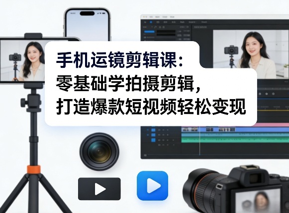 手机运镜剪辑课：零基础学拍摄剪辑，打造爆款短视频轻松变现-蜗牛学社