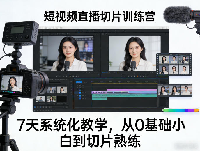 短视频直播切片训练营，7天系统化教学，从0基础小白到切片熟练-蜗牛学社