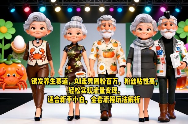 银发养生赛道，AI走秀圈粉百万，粉丝粘性高，轻松实现流量变现，适合新手小白，全套流程玩法解析-蜗牛学社