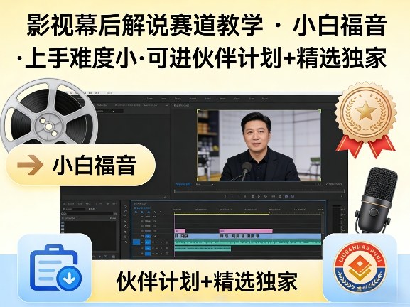 某大佬的影视幕后解说赛道教学，小白福音，上手难度小，可进伙伴计划+精选独家-蜗牛学社