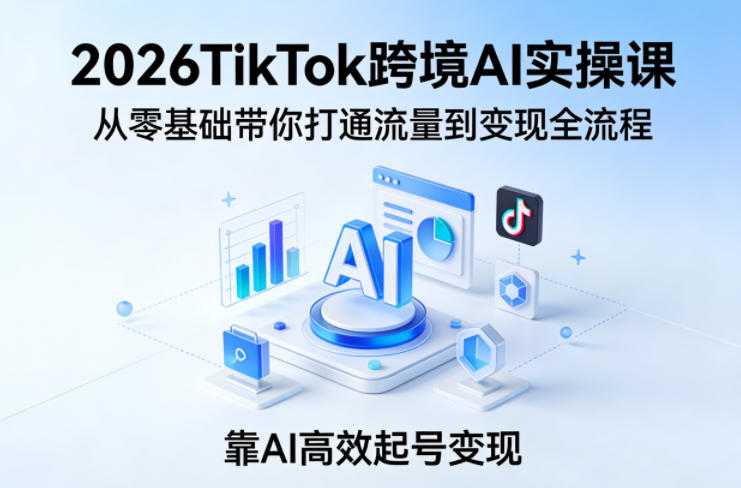 2026TikTok跨境AI实操课，从零基础带你打通流量到变现全流程，靠AI高效起号变现-蜗牛学社
