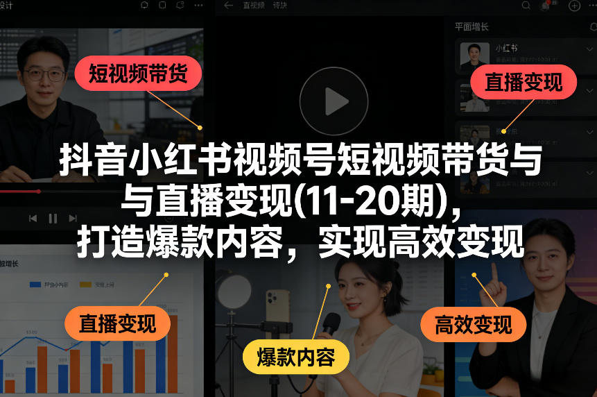 抖音小红书视频号短视频带货与直播变现(10-20期)，打造爆款内容，实现高效变现（更新）-蜗牛学社