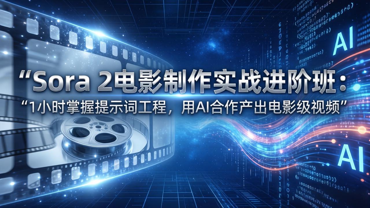 Sora 2电影制作实战进阶班：1小时掌握提示词工程，用AI合作产出电影级视频-蜗牛学社