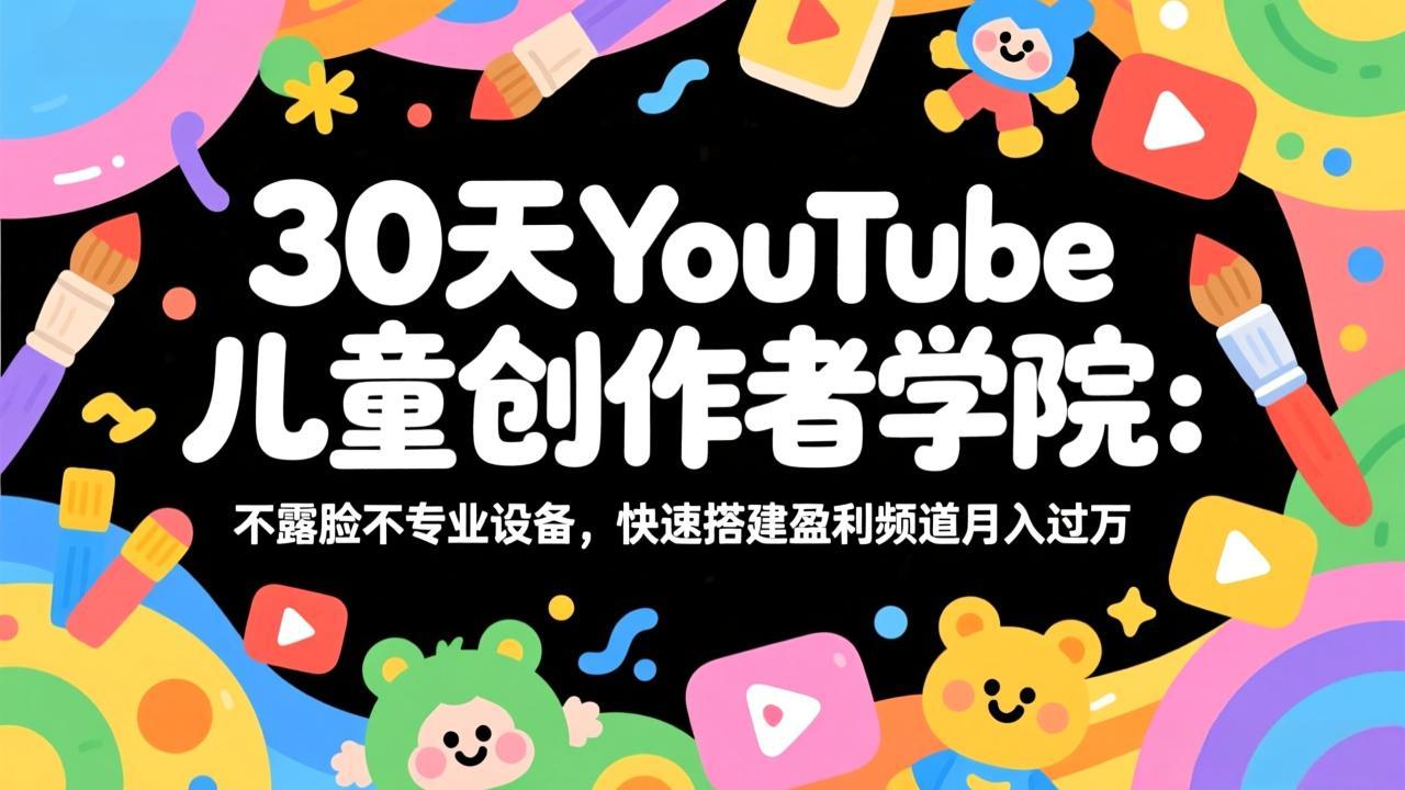 30天YouTube儿童创作者学院：不露脸不专业设备，快速搭建盈利频道月入过万-蜗牛学社