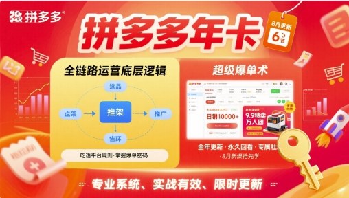 拼多多年卡,拼多多全链路运营底层逻辑,超级爆单术【更新26年3月29日】-蜗牛学社