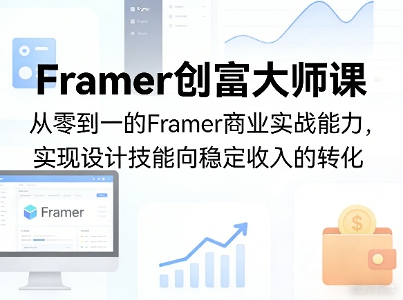 Framer创富大师课，从零到一的Framer商业实战能力，实现设计技能向稳定收入的转化-蜗牛学社