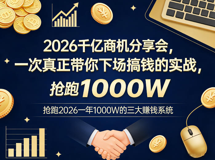2026千亿商机分享会,一次真正带你下场搞钱的实战,抢跑2026一年1000W的三大賺钱系统-蜗牛学社