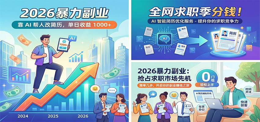 2026暴力副业:靠AI帮人改简历,单日收益1000+,全网求职季分钱-蜗牛学社
