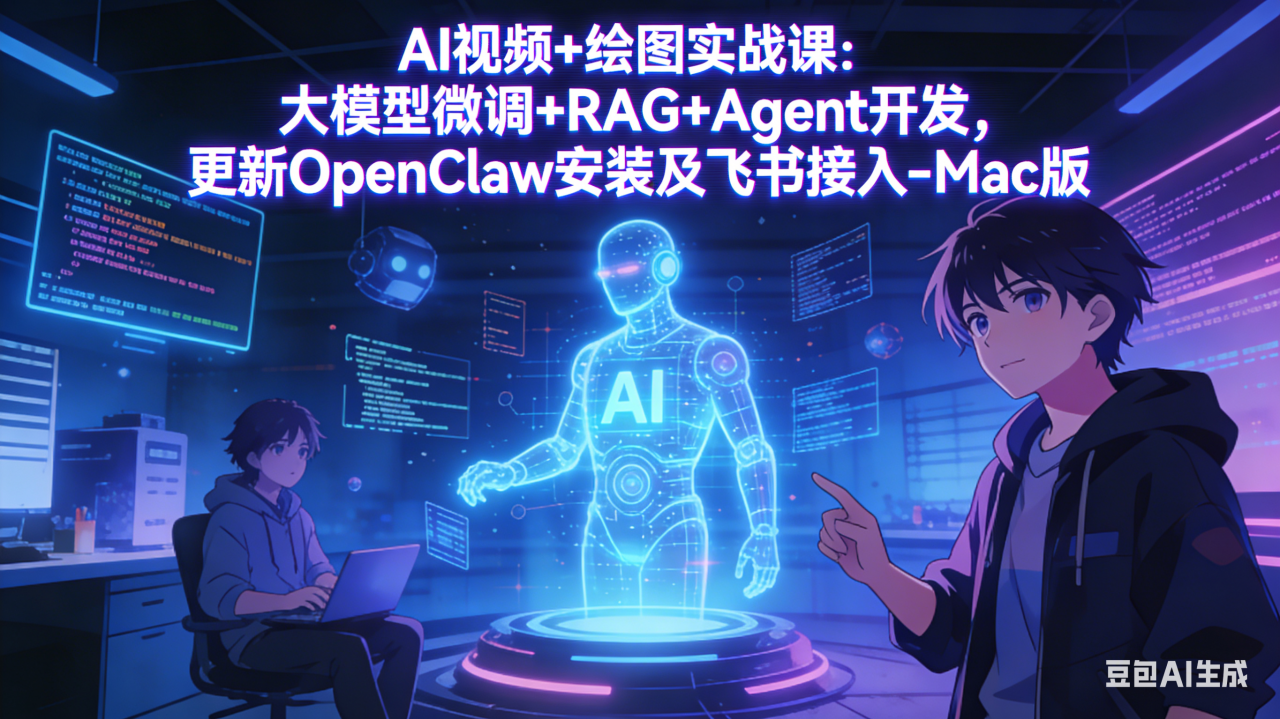 AI视频+绘图实战课：大模型微调+RAG+Agent开发，更新OpenClaw安装及飞书接入-Mac版-蜗牛学社