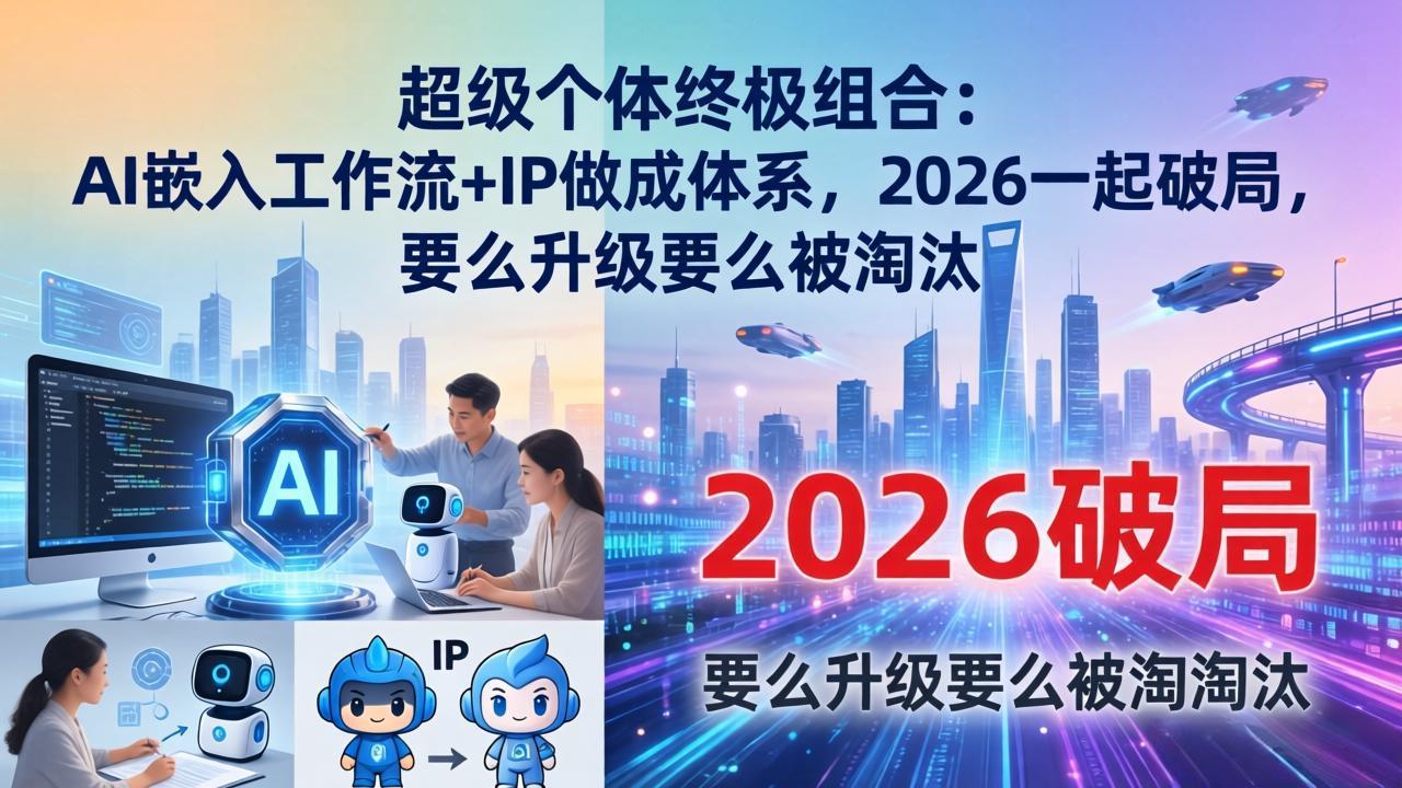超级个体终极组合:AI嵌入工作流+IP做成体系,2026一起破局,要么升级要么被淘汰-蜗牛学社