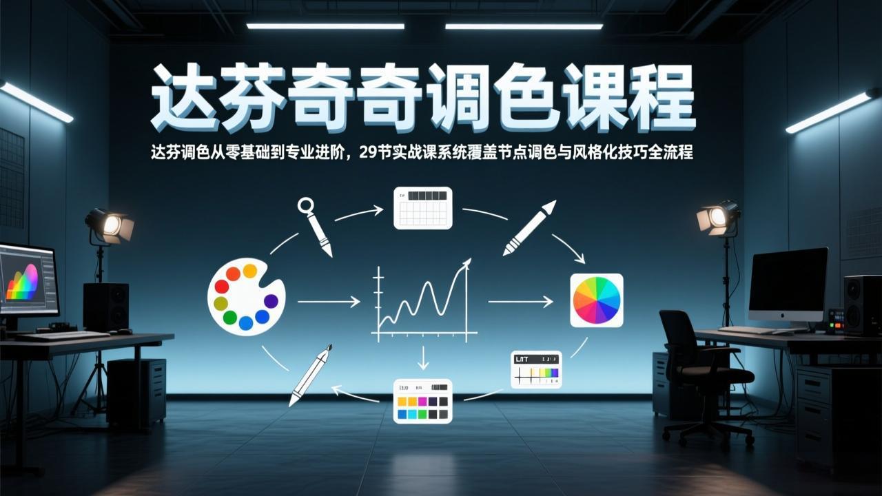达芬奇调色从零基础到专业进阶，29节实战课系统覆盖节点调色与风格化技巧全流程-蜗牛学社
