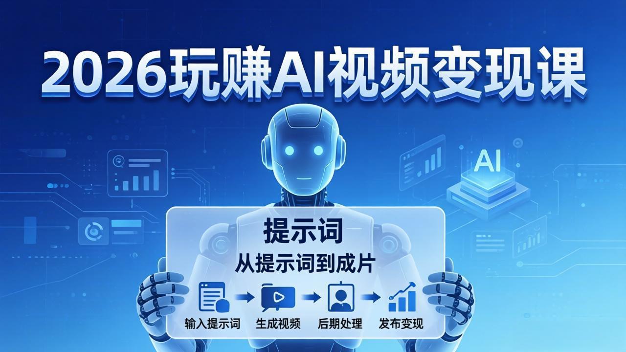 2026玩赚AI视频变现课：掌握 AI 视频全流程技能，从提示词到成片高效产出-蜗牛学社