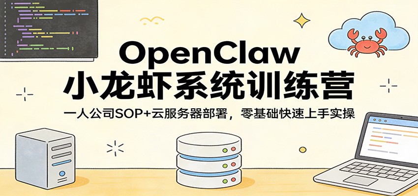 OpenClaw小龙虾系统训练营:一人公司SOP,云服务器部署,零基础快速上手实操-蜗牛学社