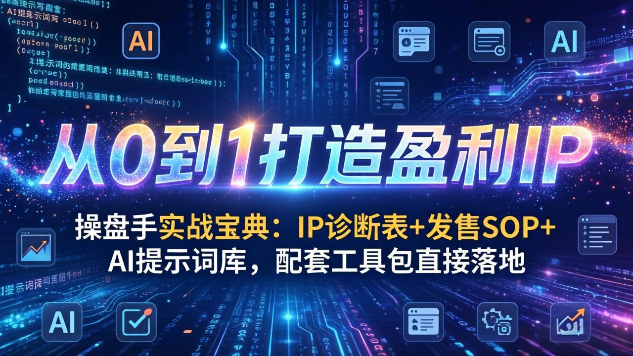 操盘手实战宝典:IP诊断表+发售SOP+AI提示词库,配套工具包直接落地,从0到1打造盈利IP-蜗牛学社