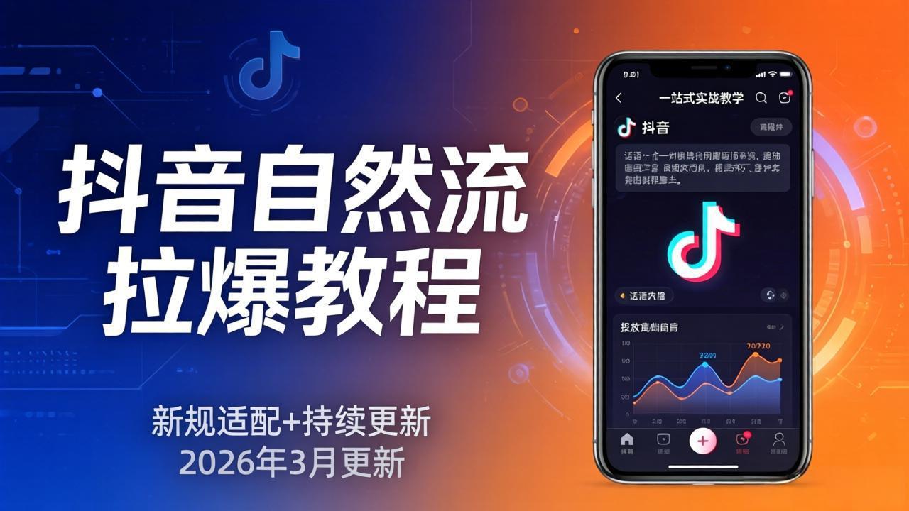 抖音自然流拉爆教程:新规适配+持续更新,话术+投放+起号一站式实战教学(更新26年3月-蜗牛学社