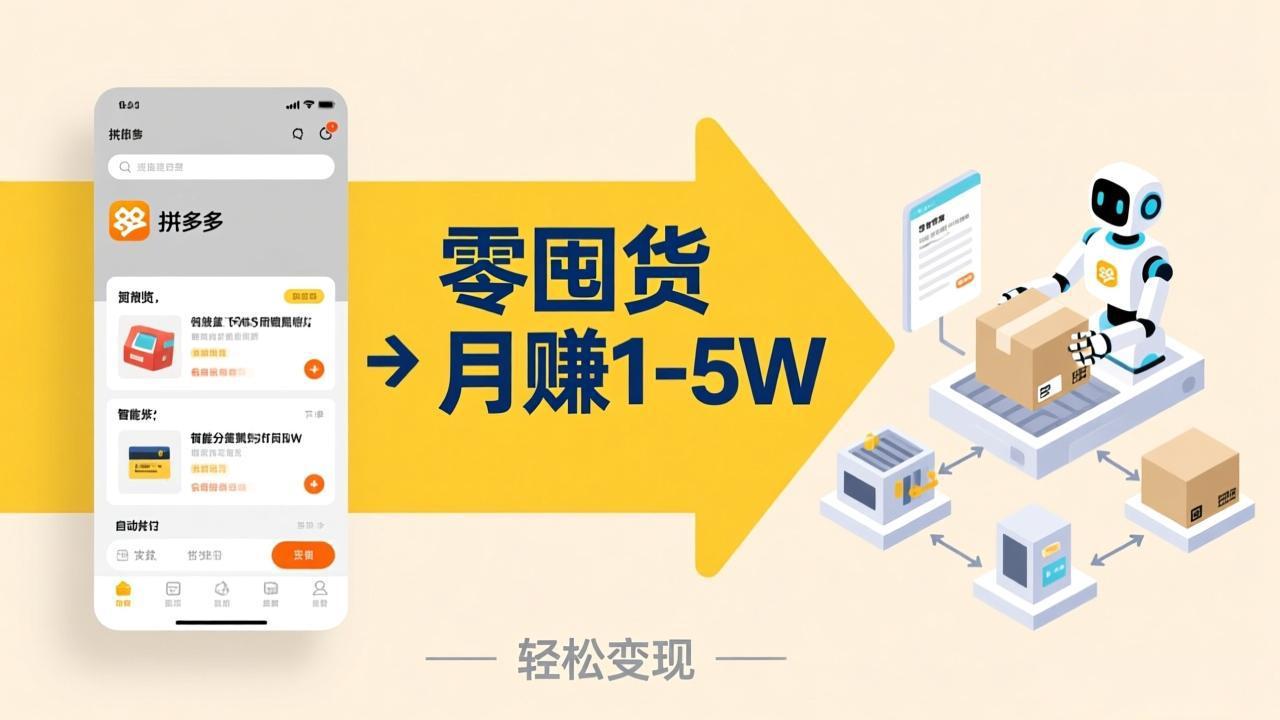 不用囤货不用跑单！拼多多虚拟玩法，机器人管理发货和客服，帮你月赚 1-5W-蜗牛学社