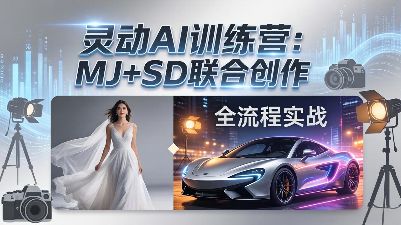 灵动AI训练营-3.0课程：MJ+SD联合创作，从婚纱大片到汽车广告，摄影后期全流程实战-蜗牛学社