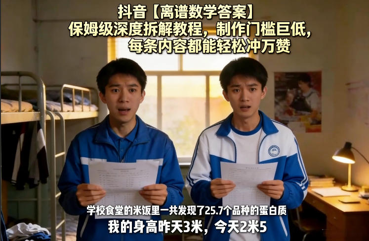 抖音【离谱数学答案】保姆级深度拆解教程，制作门槛巨低，每条内容都能轻松冲万赞，附详细步骤-蜗牛学社