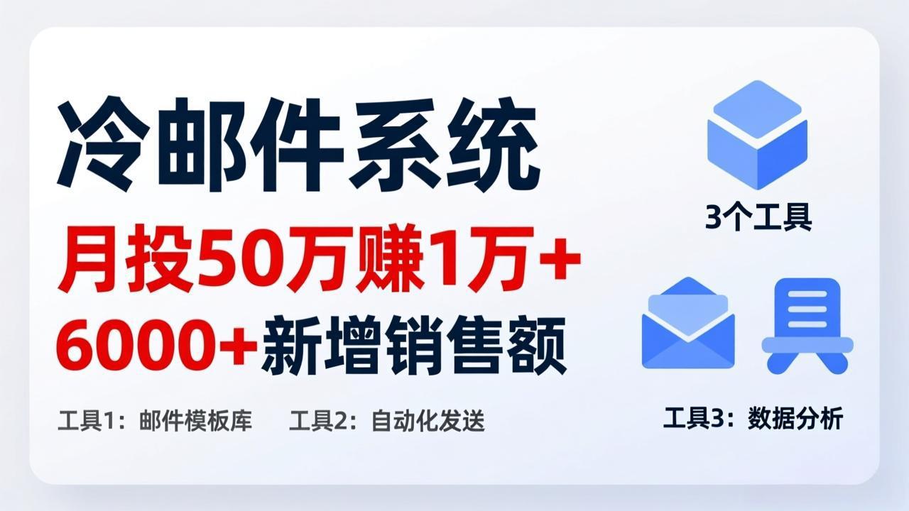 月投 50 刀赚 1 万 +！冷邮件系统：6000 + 新增销售额，靠 3 个工具轻松搞-蜗牛学社