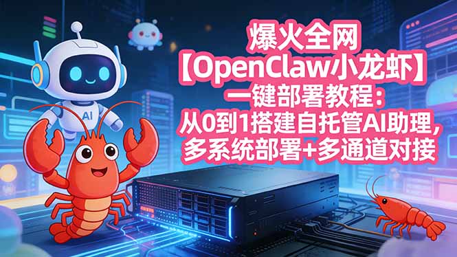 爆火全网【OpenClaw 小龙虾】一键部署教程：从0到1搭建自托管AI助理，多系统部署+多通道对接-蜗牛学社