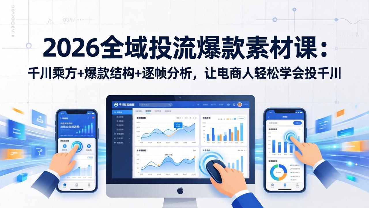 2026全域投流爆款素材课：千川乘方+爆款结构+逐帧分析，让电商人轻松学会投千川-蜗牛学社
