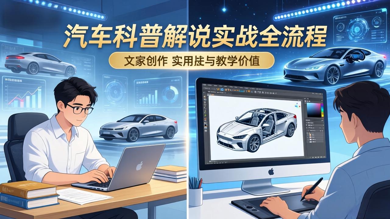 抖音汽车科普解说实战：文案+动画+画面处理+去水印全流程，打造专业汽车科普视频-蜗牛学社