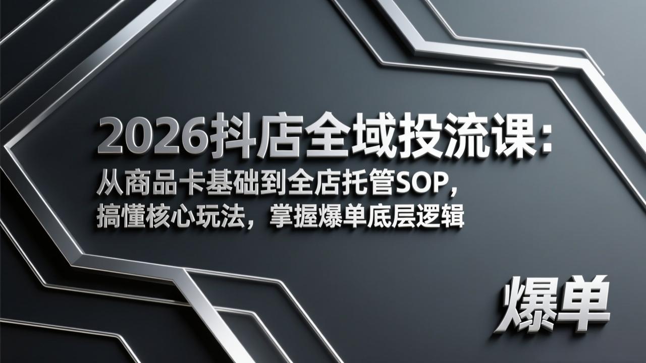 2026抖店全域投流课：从商品卡基础到全店托管SOP，搞懂核心玩法，掌握爆单底层逻辑-蜗牛学社