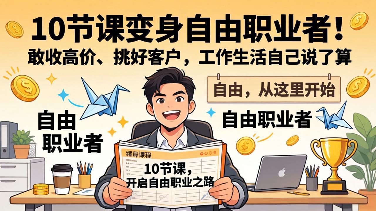 10 节课变身自由职业者!敢收高价、挑好客户,工作生活自己说了算-蜗牛学社