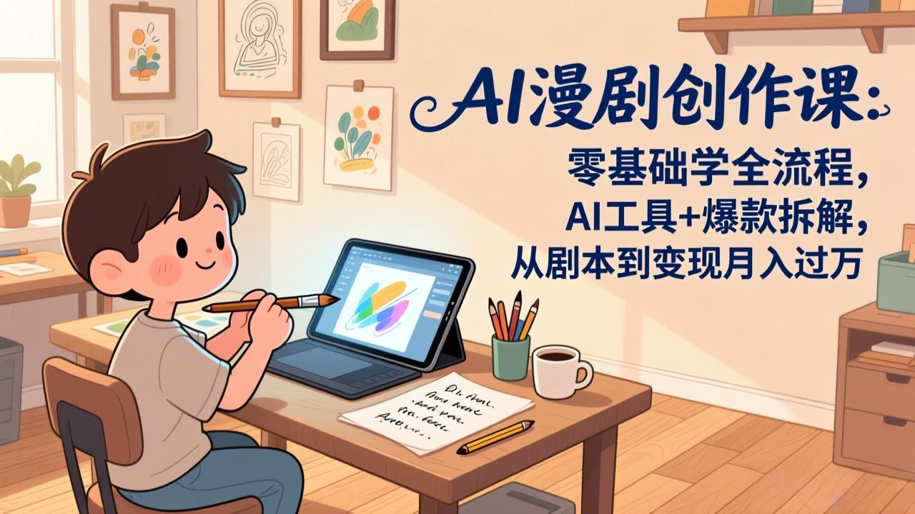 AI漫剧创作课:零基础学全流程,AI工具+爆款拆解,从剧本到变现月入过万-蜗牛学社