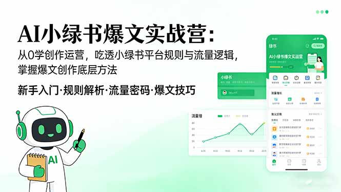 AI 小绿书爆文实战营：从0学创作运营，吃透小绿书平台规则与流量逻辑，掌握爆文创作底层方法-蜗牛学社