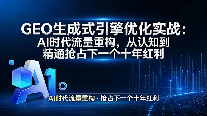 GEO 生成式引擎优化实战：AI时代流量重构，从认知到精通抢占下一个十年红利-蜗牛学社
