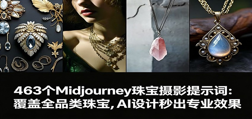 463个Midjourney珠宝摄影提示词：覆盖全品类珠宝，AI设计秒出专业效果-蜗牛学社