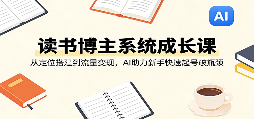 读书博主系统成长课:从定位搭建到流量变现,AI助力新手快速起号破瓶颈-蜗牛学社