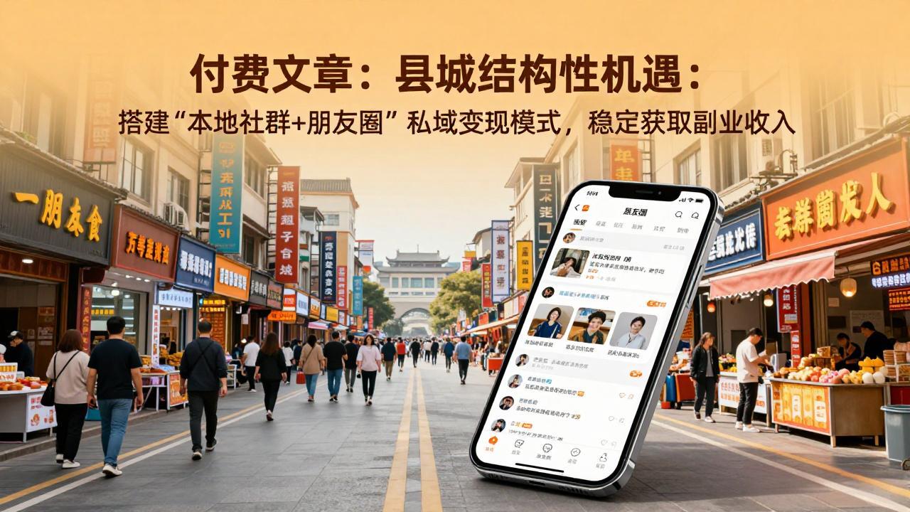 付费文章：县城结构性机遇：搭建“本地社群+朋友圈”私域变现模式，稳定获取副业收入-蜗牛学社