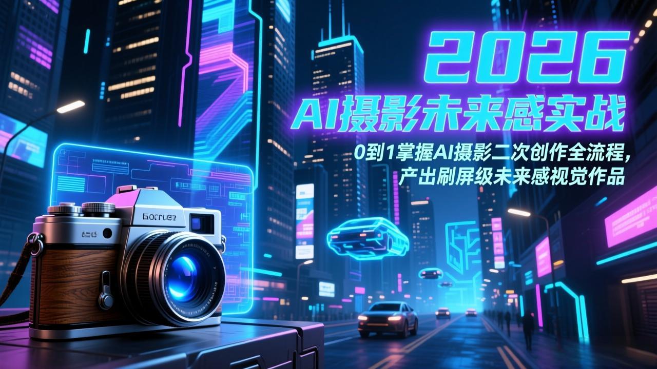 2026 AI摄影未来感实战：0到1掌握AI摄影二次创作全流程，产出刷屏级未来感视觉作品-蜗牛学社