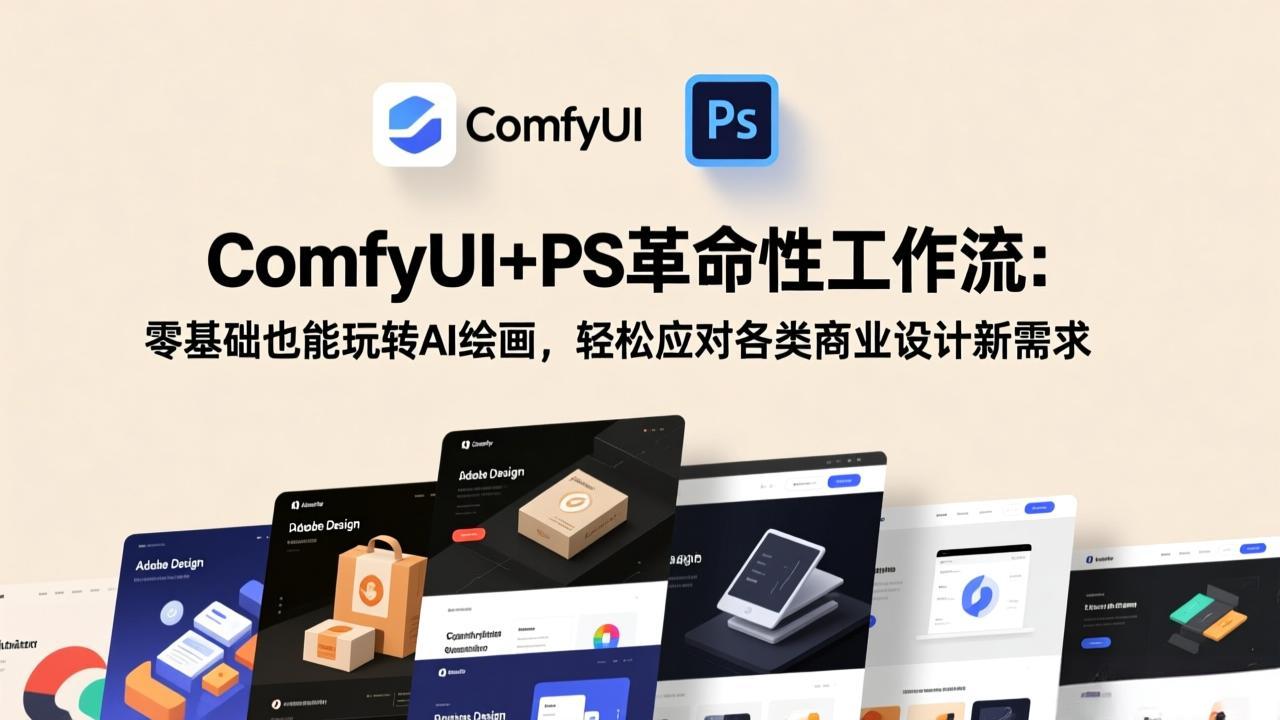ComfyUI+PS革命性工作流：零基础也能玩转AI绘画，轻松应对各类商业设计新需求-蜗牛学社