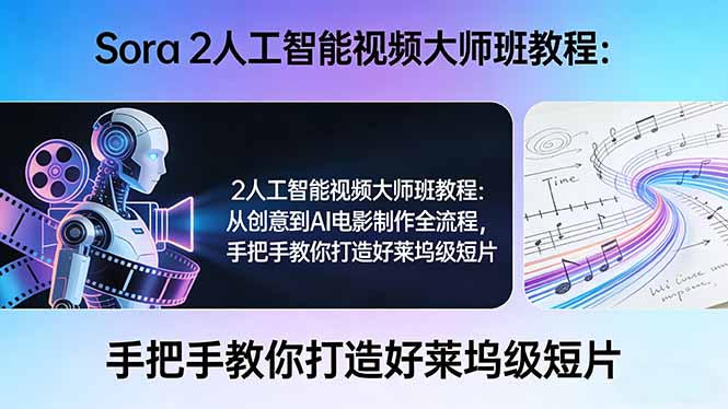 Sora 2人工智能视频大师班教程：从创意到AI电影制作全流程，手把手教你打造好莱坞级短片-蜗牛学社