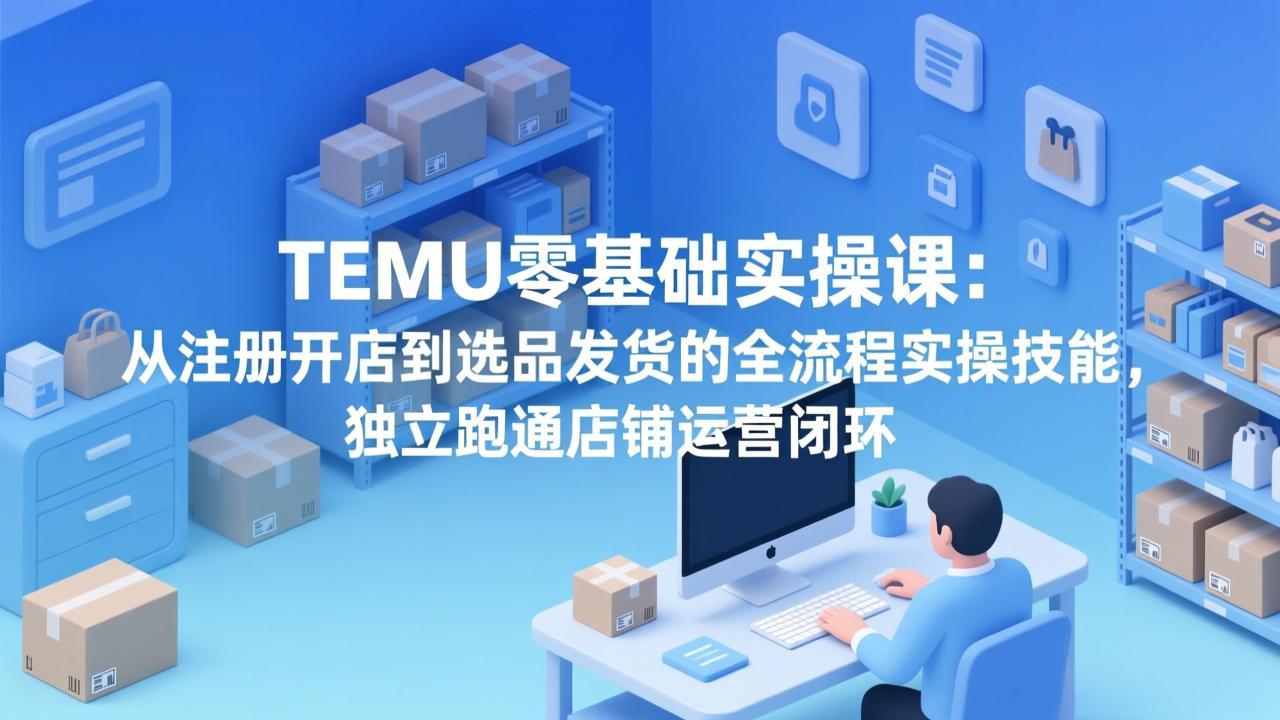 TEMU零基础实操课:从注册开店到选品发货的全流程实操技能,独立跑通店铺运营闭环-蜗牛学社