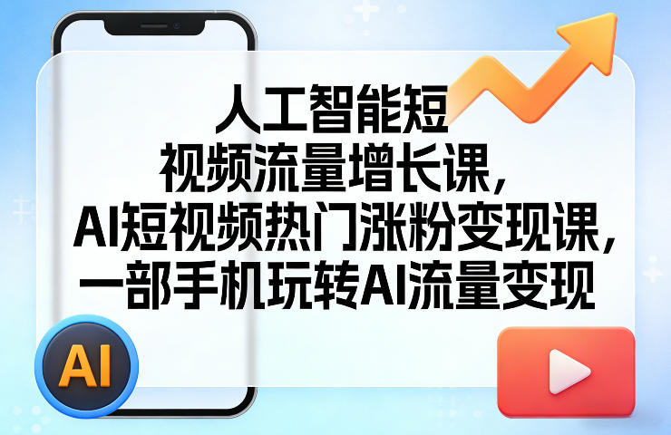 人工智能短视频流量增长课，AI短视频热门涨粉变现课，一部手机玩转AI流量变现-蜗牛学社