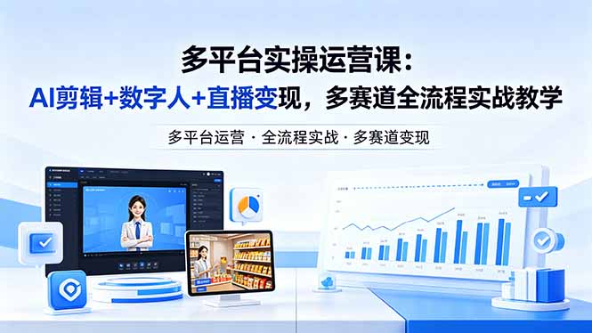 某团队多平台实操运营课-更新26年4月29：AI剪辑+数字人+直播变现，多赛道全流程实战教学-蜗牛学社