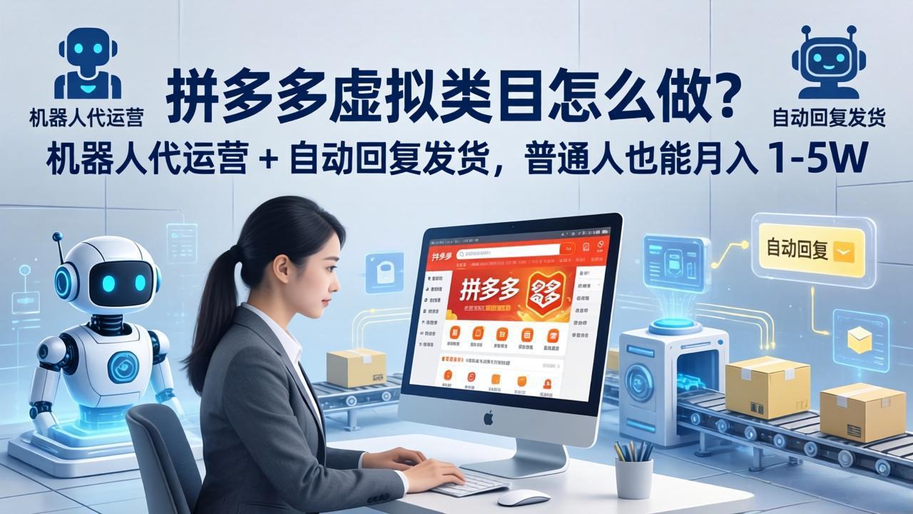 拼多多虚拟类目怎么做？机器人代运营 + 自动回复发货，普通人也能月入 1-5W-蜗牛学社